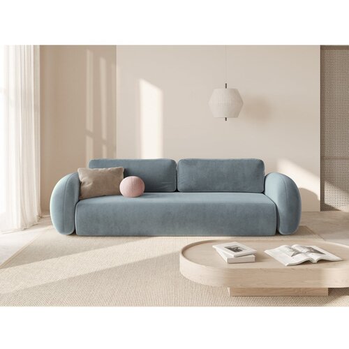 Cosmopolitan Design Pra&amp;scaron;no modra žametna raztegljiva/s prostorom za shranjevanje sedežna garnitura 262 cm Tonale &amp;ndash; Slike