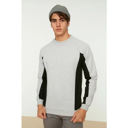 Trendyol Men's Gray Regular/Real fit Long Sleeved Crewneck Paneled Sweatshirt