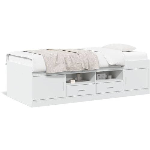  The Living Store Dnevna postelja s predali bela 75x190 cm inženirski les - Dnevna Postelja, (21498261) Cene