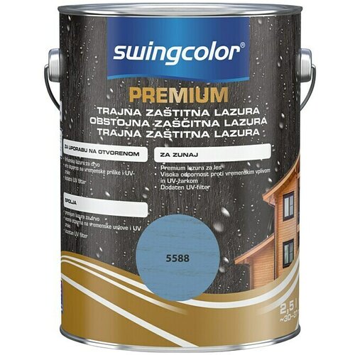 SWINGCOLOR Premium Lazura za drvo s dugotrajnom za&amp;scaron;titom (Plava, 2,5 l) Slike