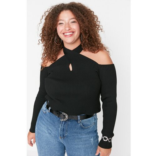 Trendyol Curve Black Collar Detailed Knitwear Sweater Slike