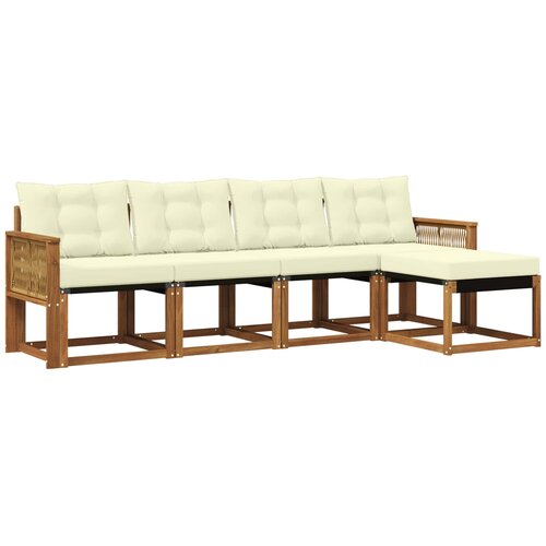 vidaXL Zunanja garnitura za sedenje z blazino 5 pcs Naravna in smetana, (5000280537) Cene