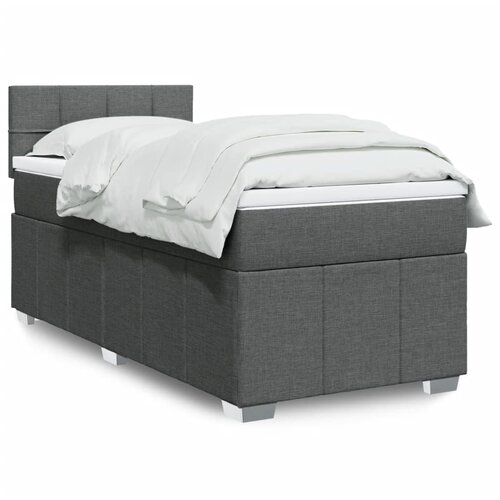 VidaXL Krevet s oprugama i madracem tamnosivi 100 x 200 cm od tkanine Slike
