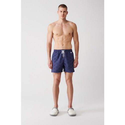 Avva Men's Navy Blue Quick Dry Geometric Printed Standard Size Special Box Swimsuit Marine Shorts Slike