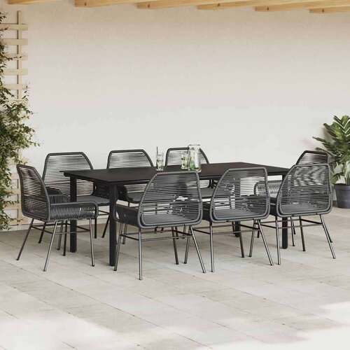  Vrtna garnitura - 8-dijelni vrtni blagovaonski set s jastucima crnog poliratana Crna 200 x 100 x 74 cm 8 Slike