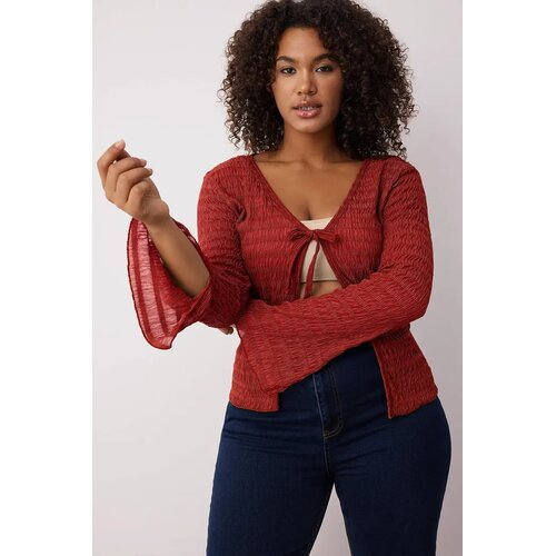 Trendyol Ženska bluza Tbbaw26Af00032, Bordo Cene