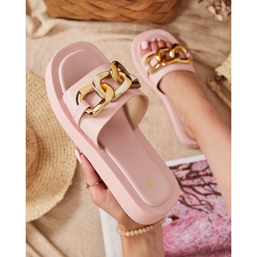 Resti Women's pink slippers with a gold chain Reteris - Footwear Cene