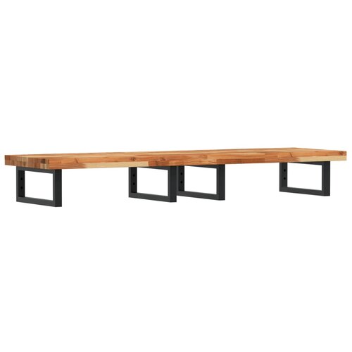  Zidna polica za umivaonik od čelika i masivnog bagremovog drva Smeđa 160 x 40 x 4 cm Slike