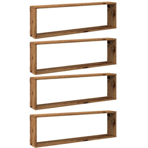  Kockaste zidne police 4 kom boja staro drvo 100x15x30 cm drvene Slike