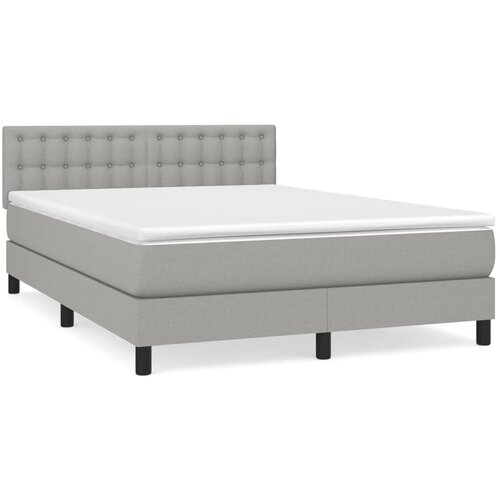  Krevet s oprugama i madracem svjetlosivi 140x190 cm od tkanine Slike