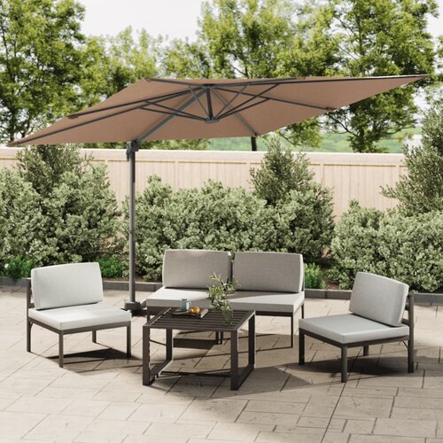 VidaXL Konzolni ki&amp;scaron;obran s aluminijskim stupom smeđesivi 400 x 300 cm Slike