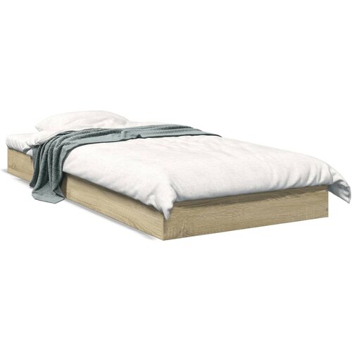 VidaXL Posteljni okvir sonoma hrast 75x190 cm inženirski les Slike