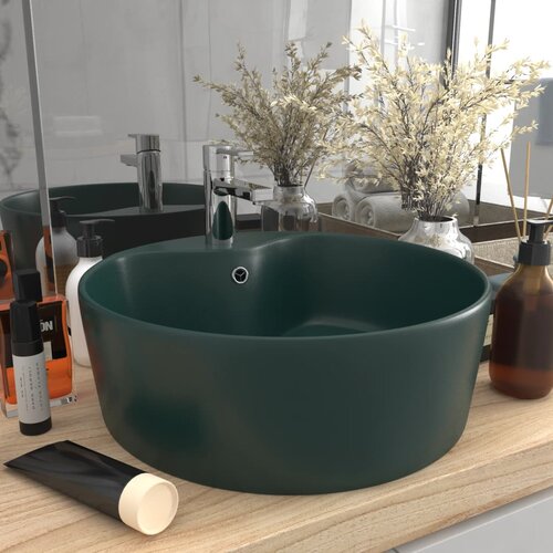 vidaXL Razkošen umivalnik mat temno zelen 36x13 cm keramičen Cene