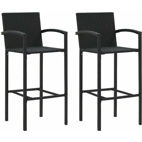 vidaXL Barski stolčki 2 kosa črn poli ratan