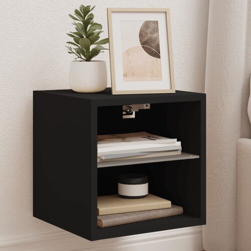 The Living Store Stenske TV omarice z LED lučkami 2 kosa črne 30x28,5x30 cm - TV Stenska Omarica, (21670922) Cene