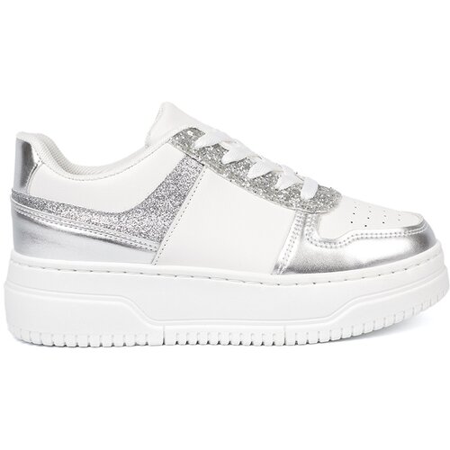 Shelvt White and silver sneakers with shimmering details Slike