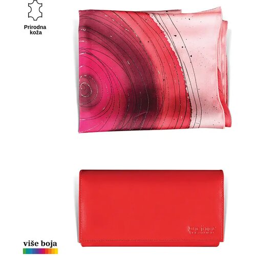 PRINC LEATHER Ženski poklon set e&scaron;arpa i novčanik, Crveni Cene