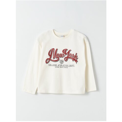 LC Waikiki Girl's T-Shirt with a Crew Neck Printed Long Sleeve Slike