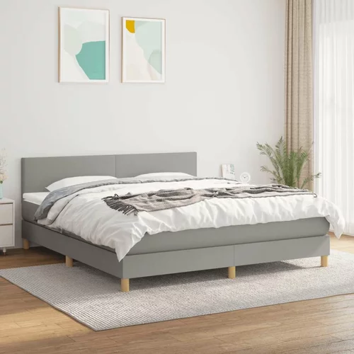  Box spring postelja z vzmetnico svetlo siva 180x200 cm blago, (20789949)