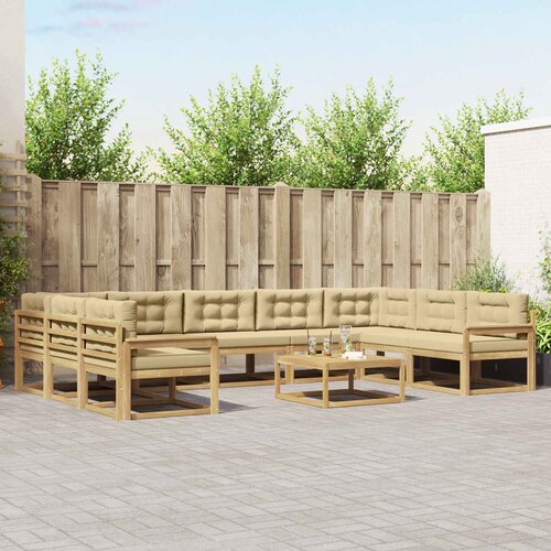  Set vanjskih sofa s jastukom 10 pcs Bijela i bež Cene