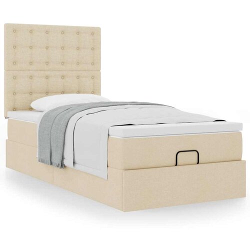 VidaXL Otomanski posteljni okvir z vzmetnico krem 90x200 cm blago Slike