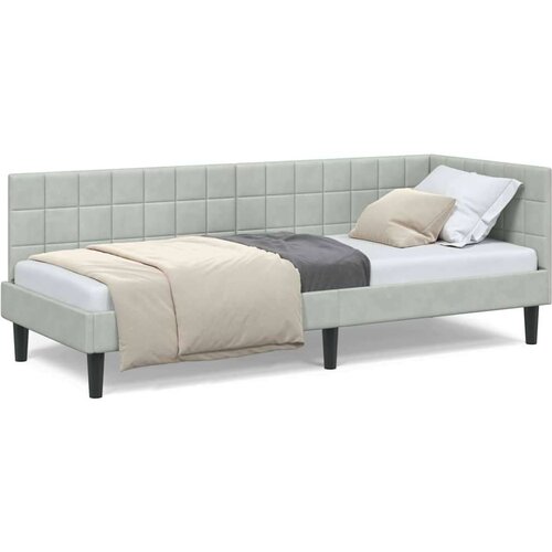 VidaXL kutni okvir kreveta s uzglavljem svjetlosiva 80 x 200 cm bar&amp;scaron;un Slike