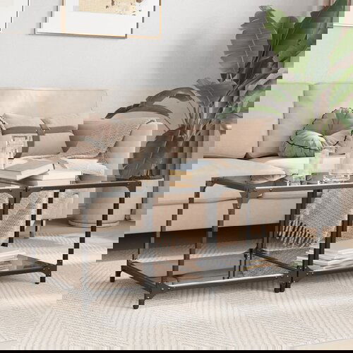 Furnova Klubske mizice s črno stekleno povr&amp;scaron;ino 2 kos 50x50x40 cm jeklo, (21915024) Slike