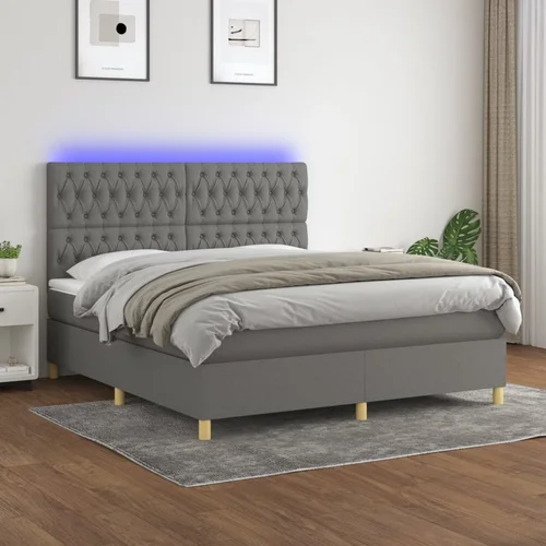  box spring s madracem LED tamnosivi 160x200 cm tkanina