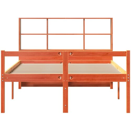  Krevet s regalom za knjige bez madraca 135x190 cm masivno drvo Slike