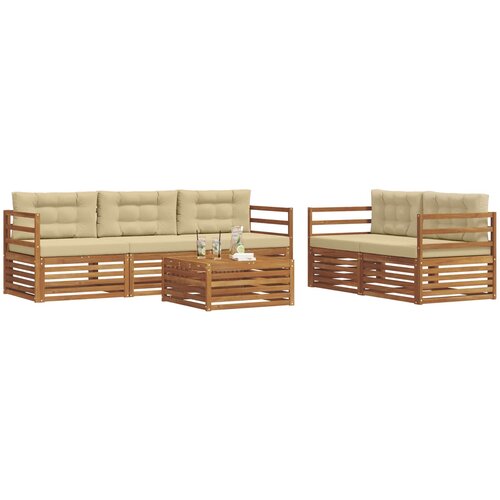  Set vanjskih sofa 6 kom. Prirodna i bež 79 x 79 x 37 cm Slike