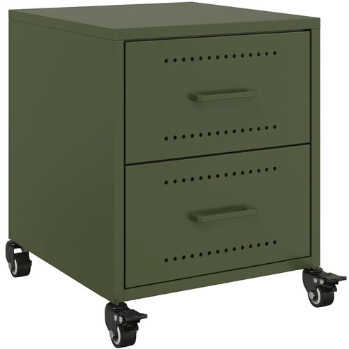 Maison Chic Nočna omarica - Nočna miza olivno zelena 36x39x43,5 cm jeklo, (21688060) Slike