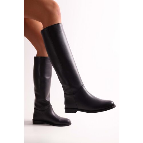 Shoeberry Women's Mori Black Skin Riding Boots Black Skin Cene