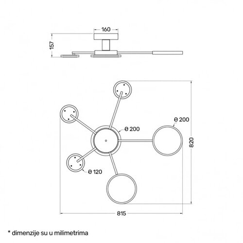 Vesta 367 plafonska svetiljka led 27W 3000K mesing Cene