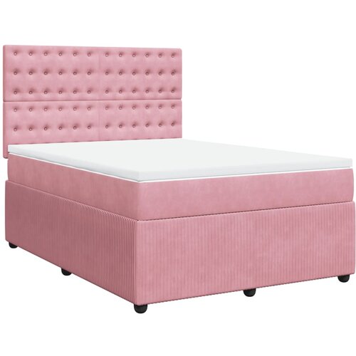 vidaXL Box spring postelja z vzmetnico roza 140x190 cm žamet, (21309570) Cene