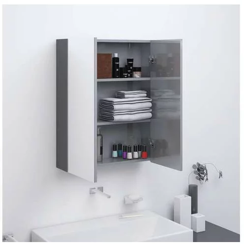  Kopalniška omarica z ogledalom 60x15x75 cm MDF sijoče siva