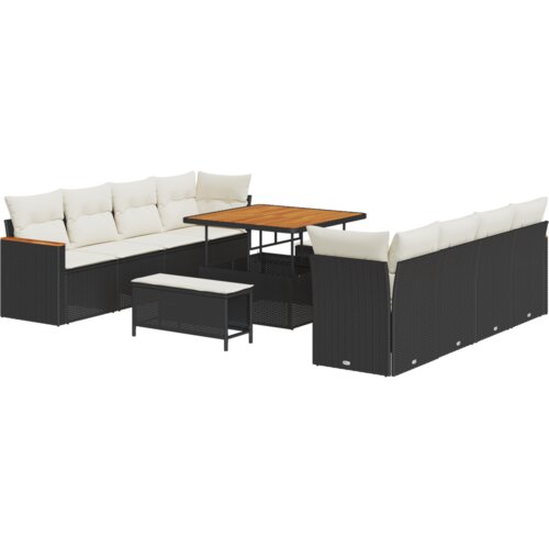 vidaXL 11-kompletni vrtni sofa set s jastučićima Crni poli ratan akacija Cijene