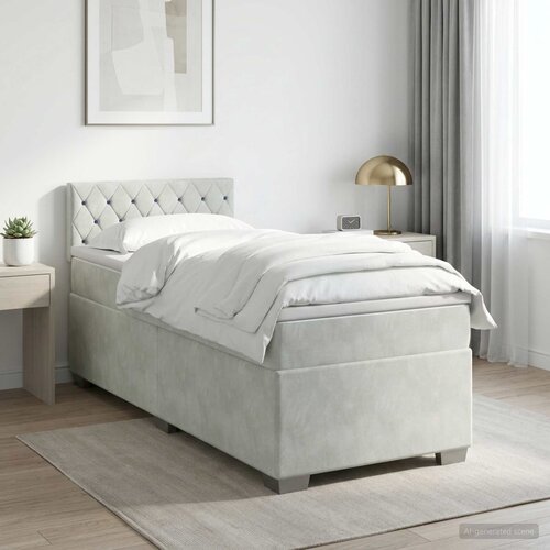  Boxspring krevet s madracem Svjetlosiva 90 x 190 cm Baršun Cene