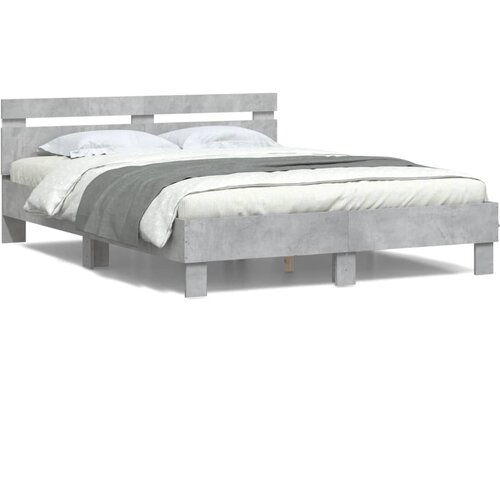 VidaXL Okvir za krevet s uzglavljem i LED siva boja betona 140x200 cm Slike