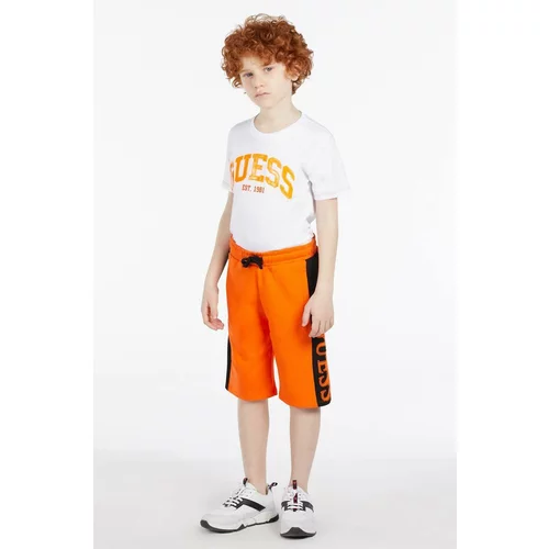 Guess Otroške bombažne kratke hlače oranžna barva,