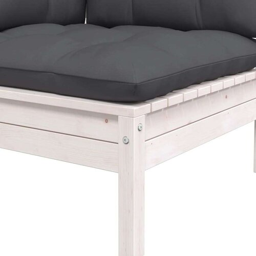 VidaXL Kutna vrtna sofa s jastucima bijela od masivne borovine Slike