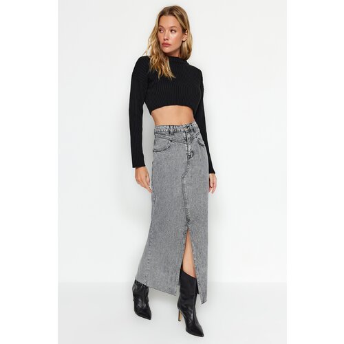 Trendyol Gray Slit Midi Denim Skirt Cijene