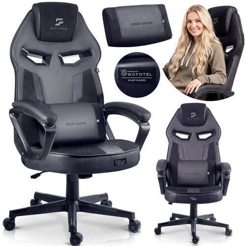  Furon 242800 &amp;ndash; Ergonomska gaming stolica s funkcijo gugaljenja, nastavljivo vi&amp;scaron;ino, lumbalno blazino, nosilnost 120 kg, črna Slike