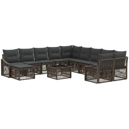 vidaXL Vrtna sedežna garnitura 12 pcs Siva poli ratan, (5000271073) Cene