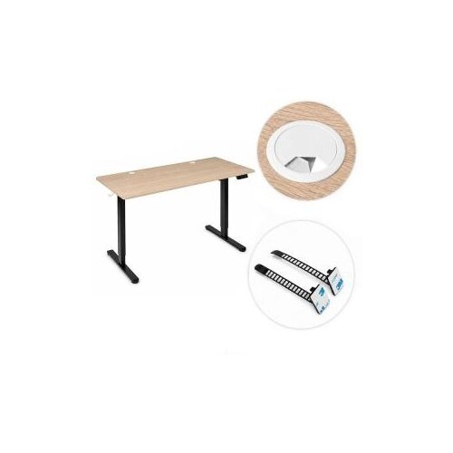 ModernHome JSD-C5-1-15 &amp;ndash; Električni radni stol s podesivom visinom 72&amp;ndash;118 cm, 140 &amp;times; 60 cm, svijetli hrast Slike