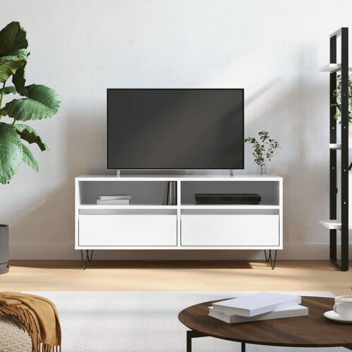 TV ormarić sjajni bijeli 100x34,5x44,5 cm od konstruiranog drva Slike