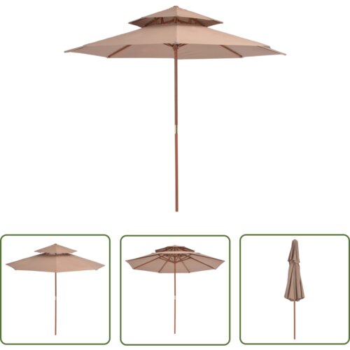  The Living Store Dvojni senčnik z lesenim drogom 270 cm taupe barve - Senčnik, (21743305) Cene