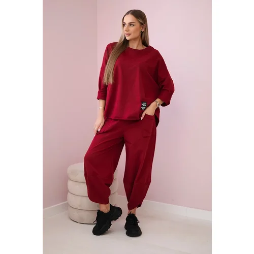 Kesi Włoski Cotton sweatshirt pants set burgundy