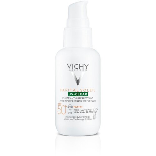 Vichy Capital Soleil UV-Clear Anti-Imperfections Water Fluid zaščita pred soncem za obraz 40 ml za ženske Cene