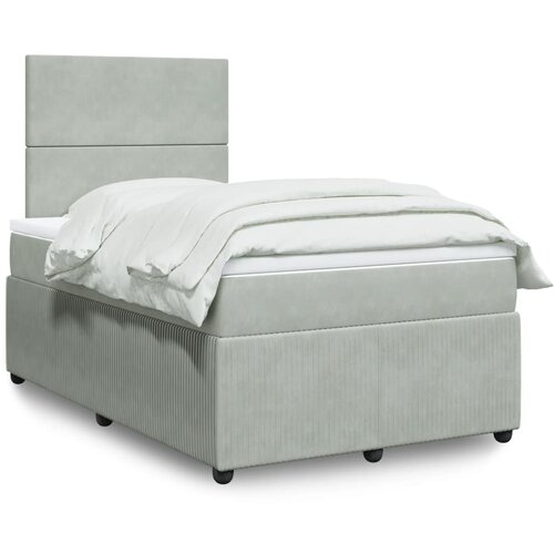 vidaXL Box spring postelja z vzmetnico svetlo siva 120x200 cm žamet Cene