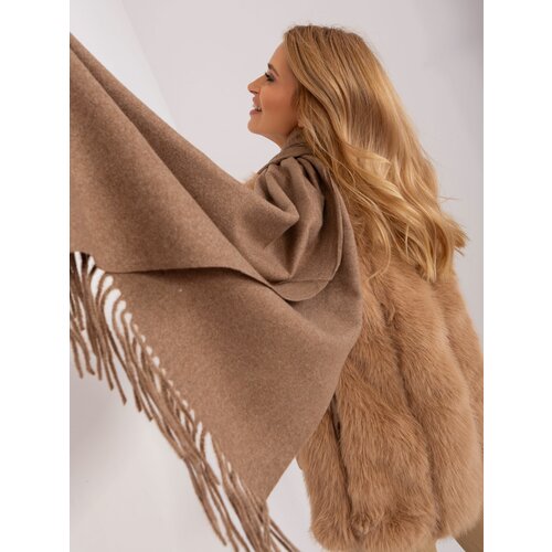 Fashion Hunters Dark brown scarf with fringe Slike